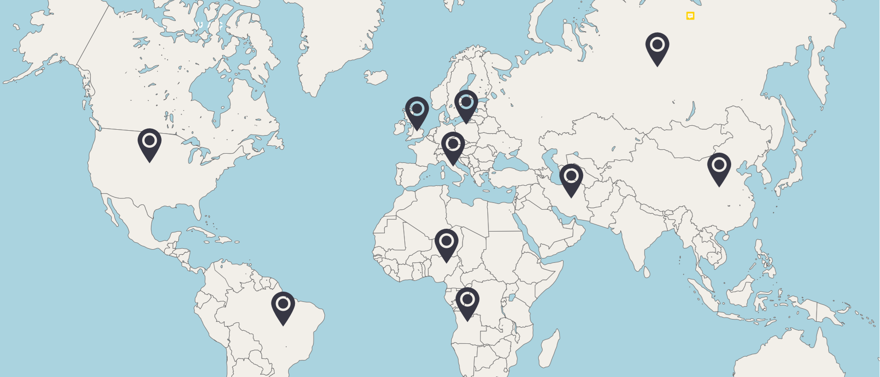 Mapa de atuação mundial